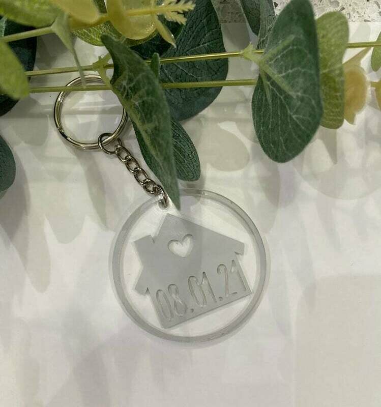 Moving in date keyring, New Home Keyring, New Home Gift, House Warming