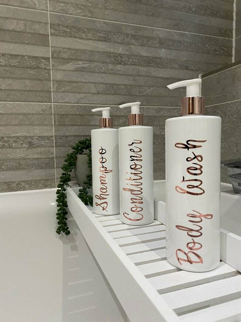 Rose Gold Mrs Hinch Bathroom Bottle Dispensers 500ml