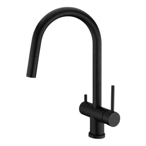 Dolomite 3 way filter tap with pull out spray in matt black