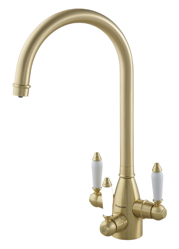 Cottage 3 way filter tap in brushed brass PVD