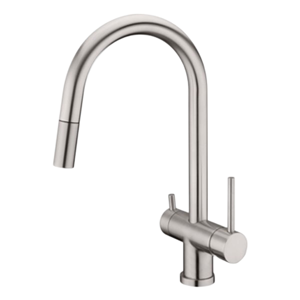 Dolomite 3 way filter tap with pull out spray in brushed nickel