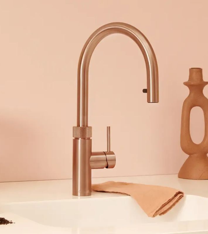 Quooker Flex Round  Rose Copper Tap with Combi Boiling Water Tank with Cube