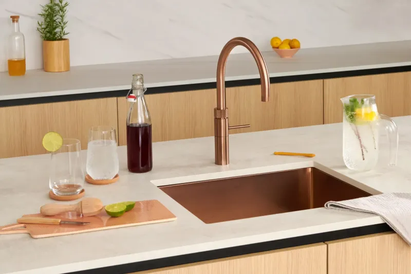Quooker Fusion Round Rose CopperTap with Pro3 Boiling Water Tank and Cube