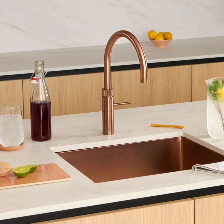 Quooker Fusion Round Rose Copper Tap with Combi + Boiling Water Tank with Cold Water Filter