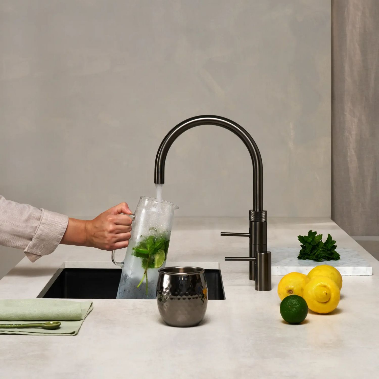 Quooker Fusion Round Gunmetal Tap with Combi Boiling Water Tank Quooker Fusion Round Gunmetal Tap with Combi Boiling Water Tank