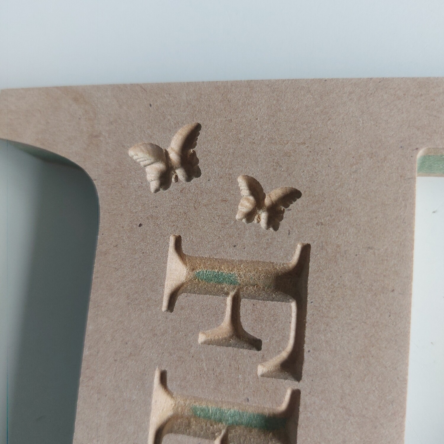 Letter Carved w/Name and Butterflies 18mm