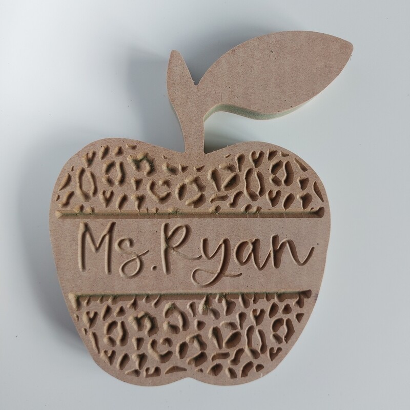 Leopard Print Apple w/name