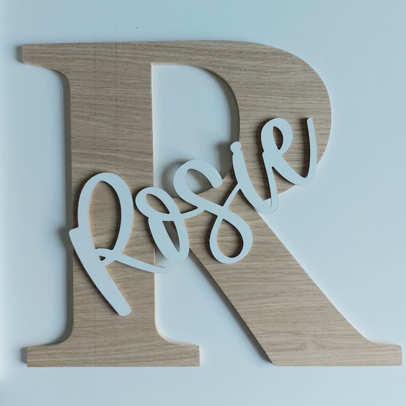 Initial with Name Oak Backer