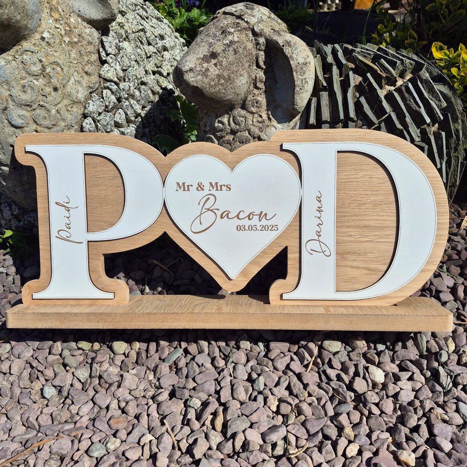 Oak Heart Initials