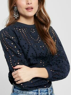 ONLNYLA 7/8 EMB ANGLAISE DNM BLOUSE QYT Night Sky