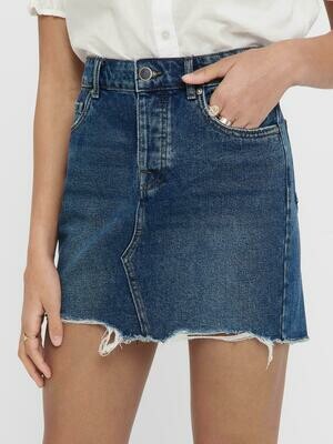 ONLSKY REG SKIRT RAW EDGE DEST. BB PIM Dark Blue Denim