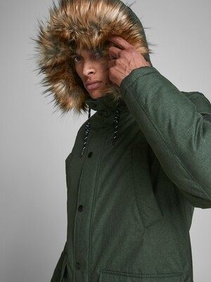 JJSKY PARKA JACKET LTN Dark Green Melange