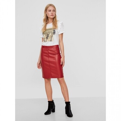 NMPENNY PU SKIRT NOOS Flame Scarlet