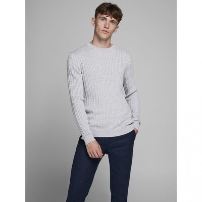 JPR BLACAMP CABLE KNIT CREW NECK LTN Cool Grey/Melange