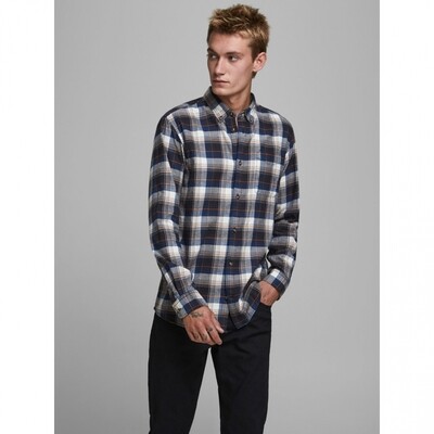 JJECLASSIC CHECK SHIRT L/S AU20 STS Whisper White/SLIM F