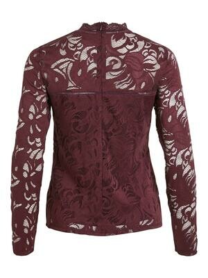 VISTASIA LACE L/S TOP - NOOS Wine Red