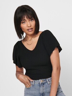 ONLLEELO S/S BACK PULLOVER KNT NOOS Black