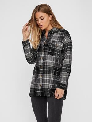 NMFLANNY L/S LONG SHACKET BG NOOS Black/BW/GREY