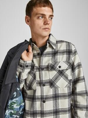 JCODARREN TAPE WOOL OVERSHIRT LS LN Glacier Gray