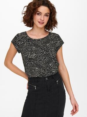 ONLVIC SS AOP TOP NOOS PTM Black-BLURRY DOT