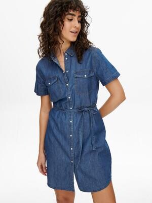 JDYBELLA S/S SHIRT DRESS WVN NOOS Medium Blue Denim