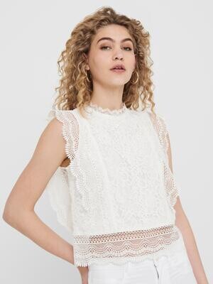 ONLKARO S/L LACE TOP WVN Cloud Dancer