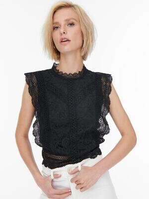 ONLKARO S/L LACE TOP WVN Black