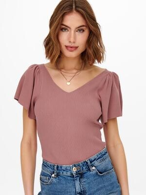 ONLLEELO S/S BACK PULLOVER KNT NOOS Dry Rose