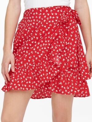 ONLOLIVIA WRAP SKIRT WVN NOOS Mars Red-FIONA DITSY