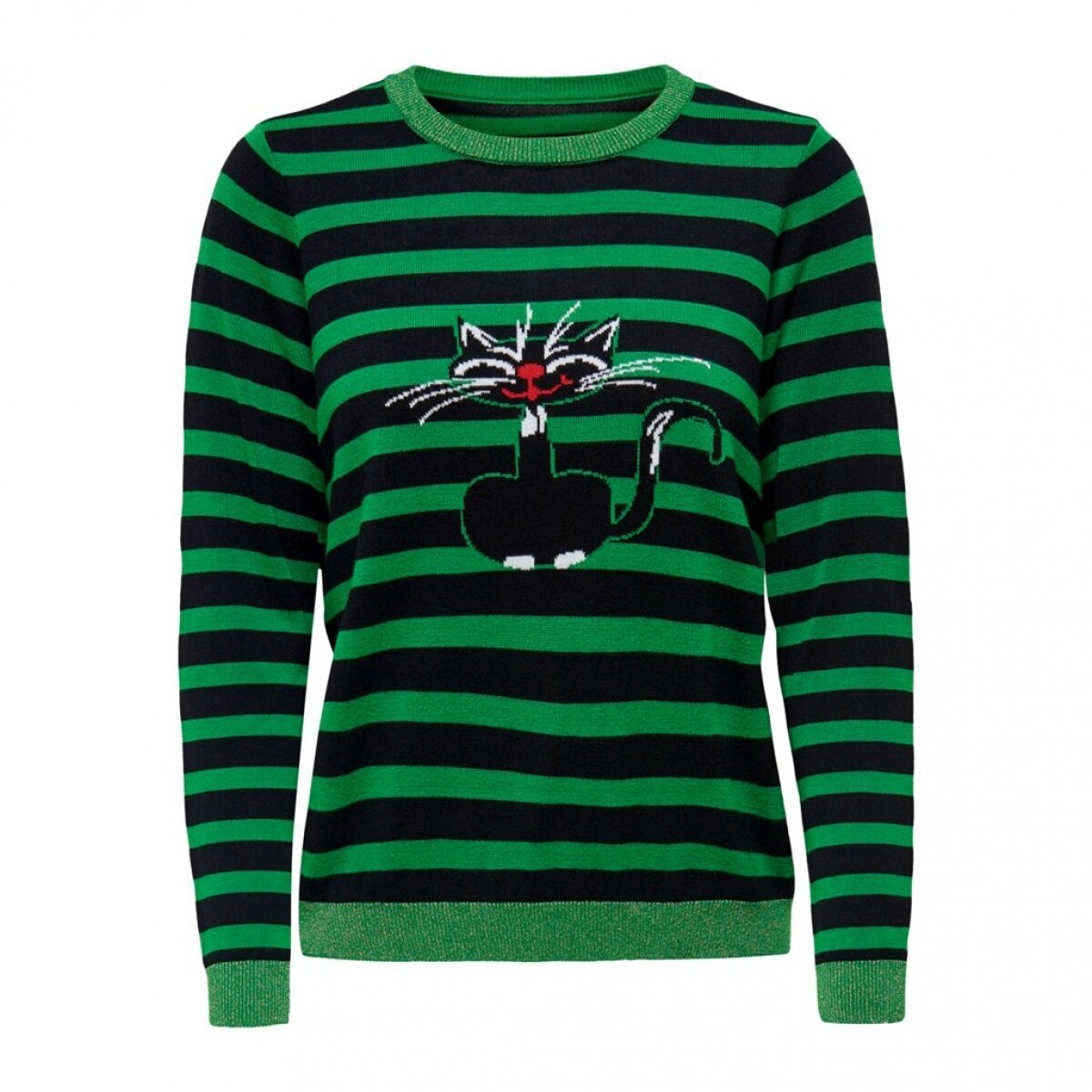 ONLKATE L/S PULLOVER BOX EX KNT Black/w medium green