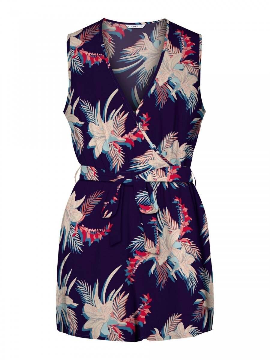 ONLALMA LIFE POLY WRAP PLAYSUIT AOP WVN Black/MULTI COLOUR