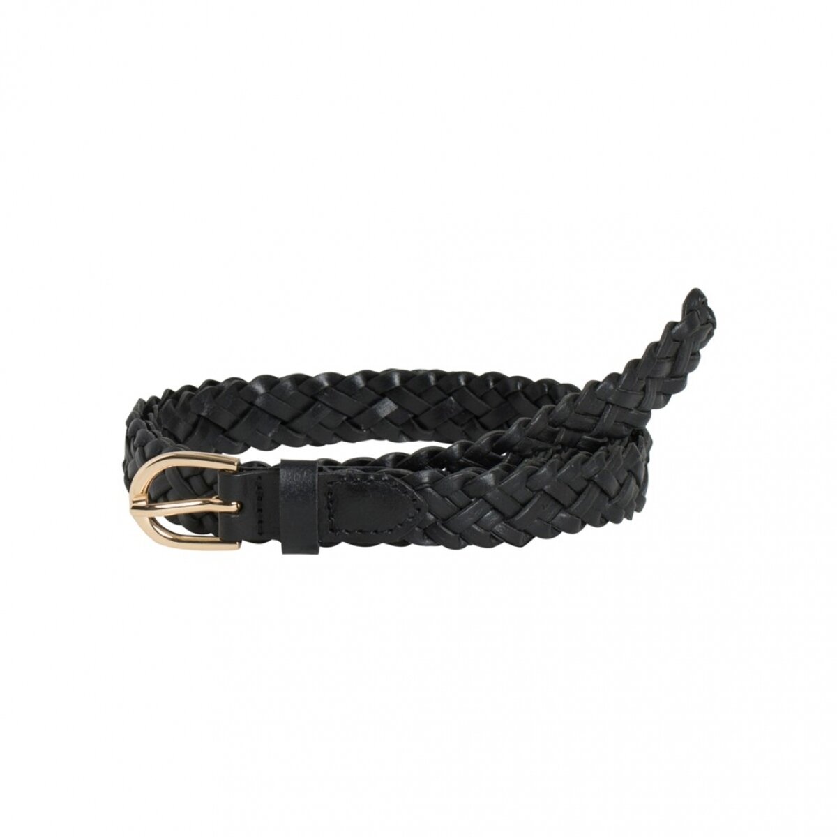 PCAVERY LEATHER BRAIDED SLIM BELT NOOS Black