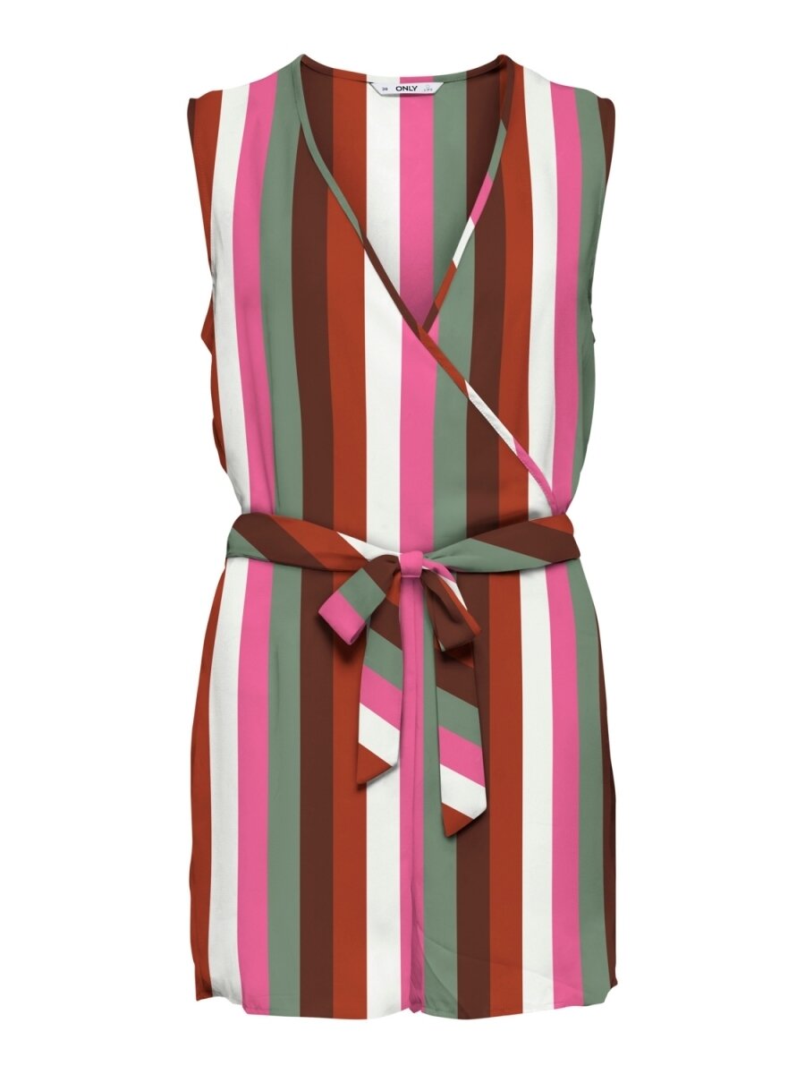ONLALMA LIFE POLY S/L WRAP PLAYSUIT AOP Cloud Dancer/PINK
