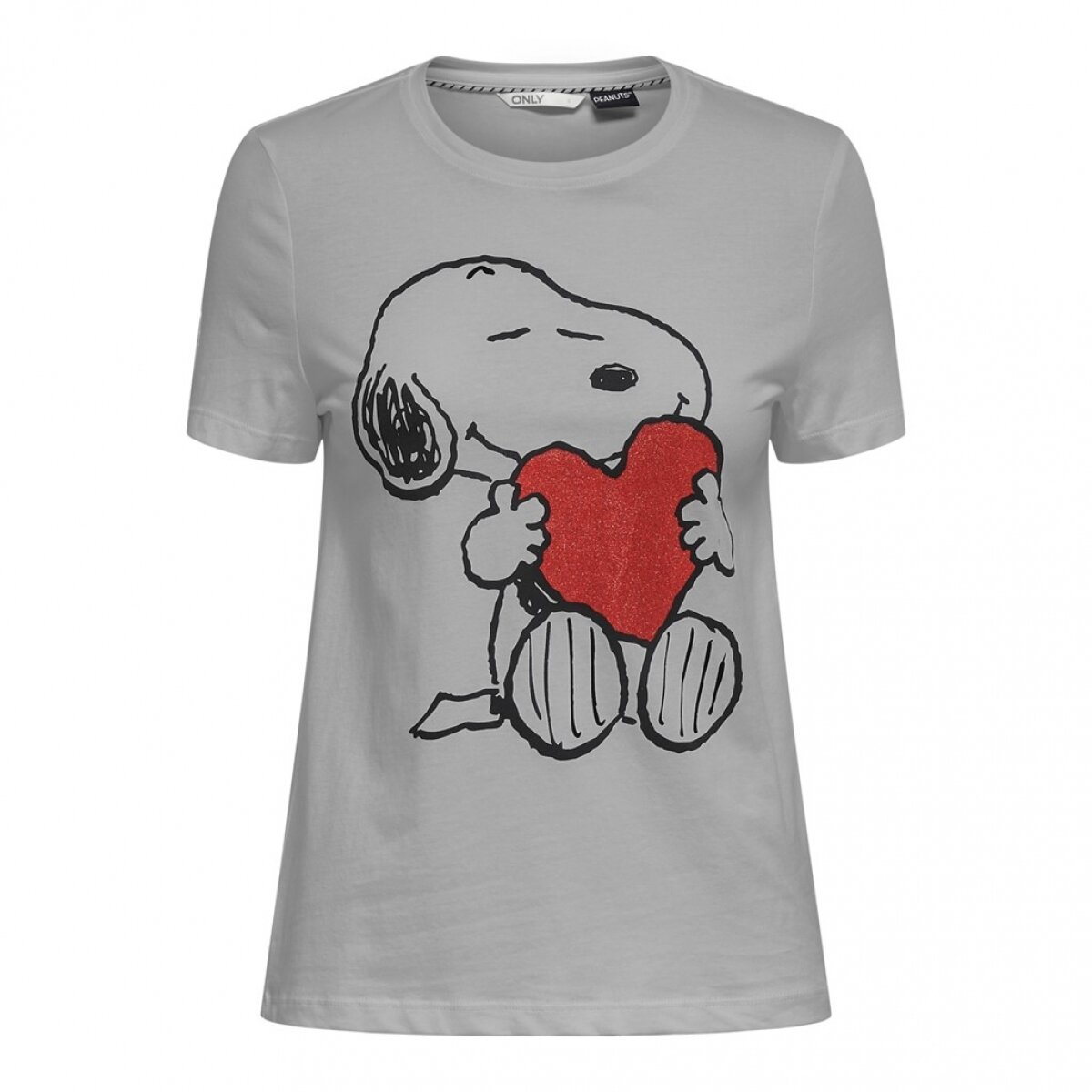 ONLPEANUT LOVE S/S GLITTER T-SHIRT JRS Dark Grey/PEANUT