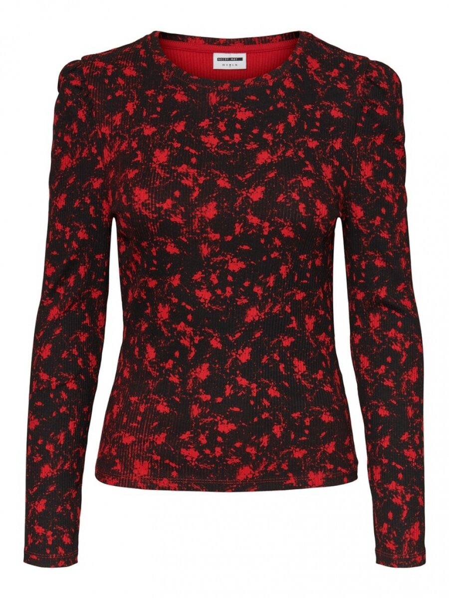 NMLEA L/S PUFF TOP BG Haute Red/BLACK
