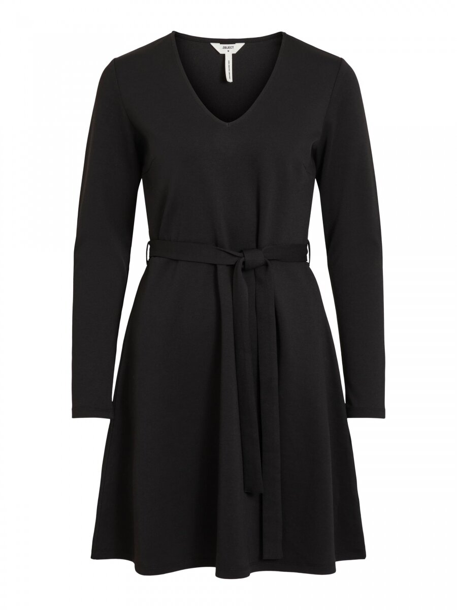 OBJSAVA L/S V-NECK DRESS NOOS Black