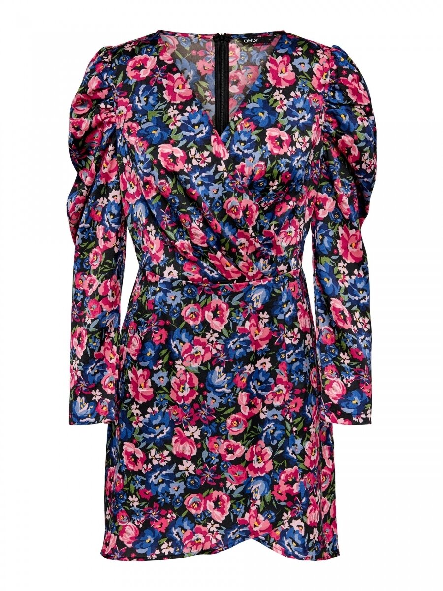 ONLGINA LS SHORT DRESS WVN Black/PINK