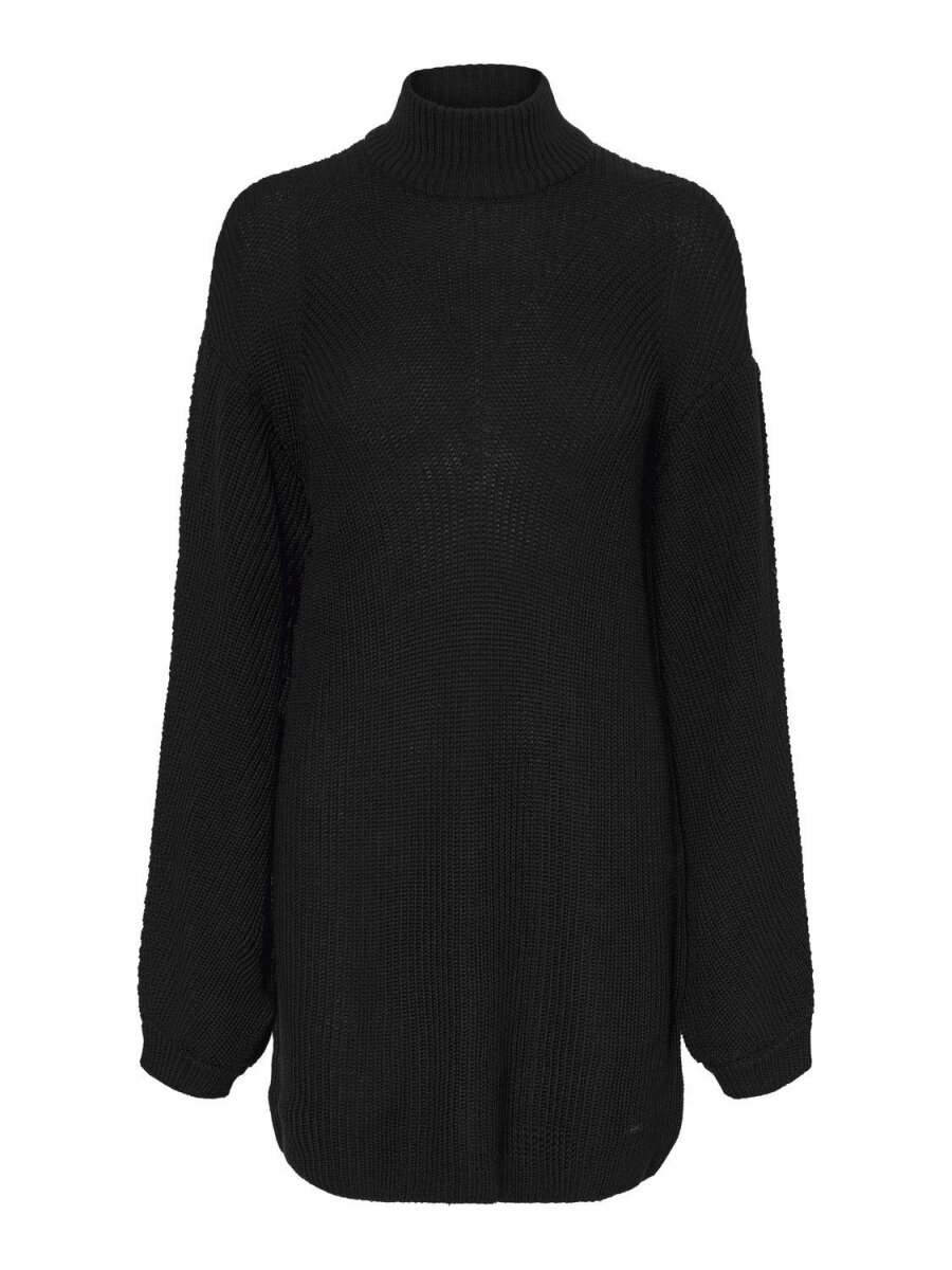NMSIAN L/S HIGH NECK SHORT KNIT DRESS BG Black
