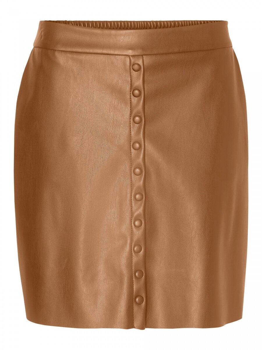 VMBUTTERALLY HW SHORT COATED SKIRT Tobacco Brown