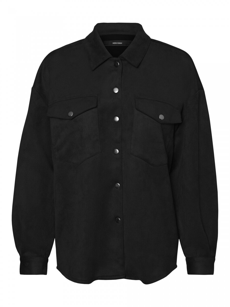 VMHELEN FAUX SUEDE LS WIDE SHIRT TLR Black