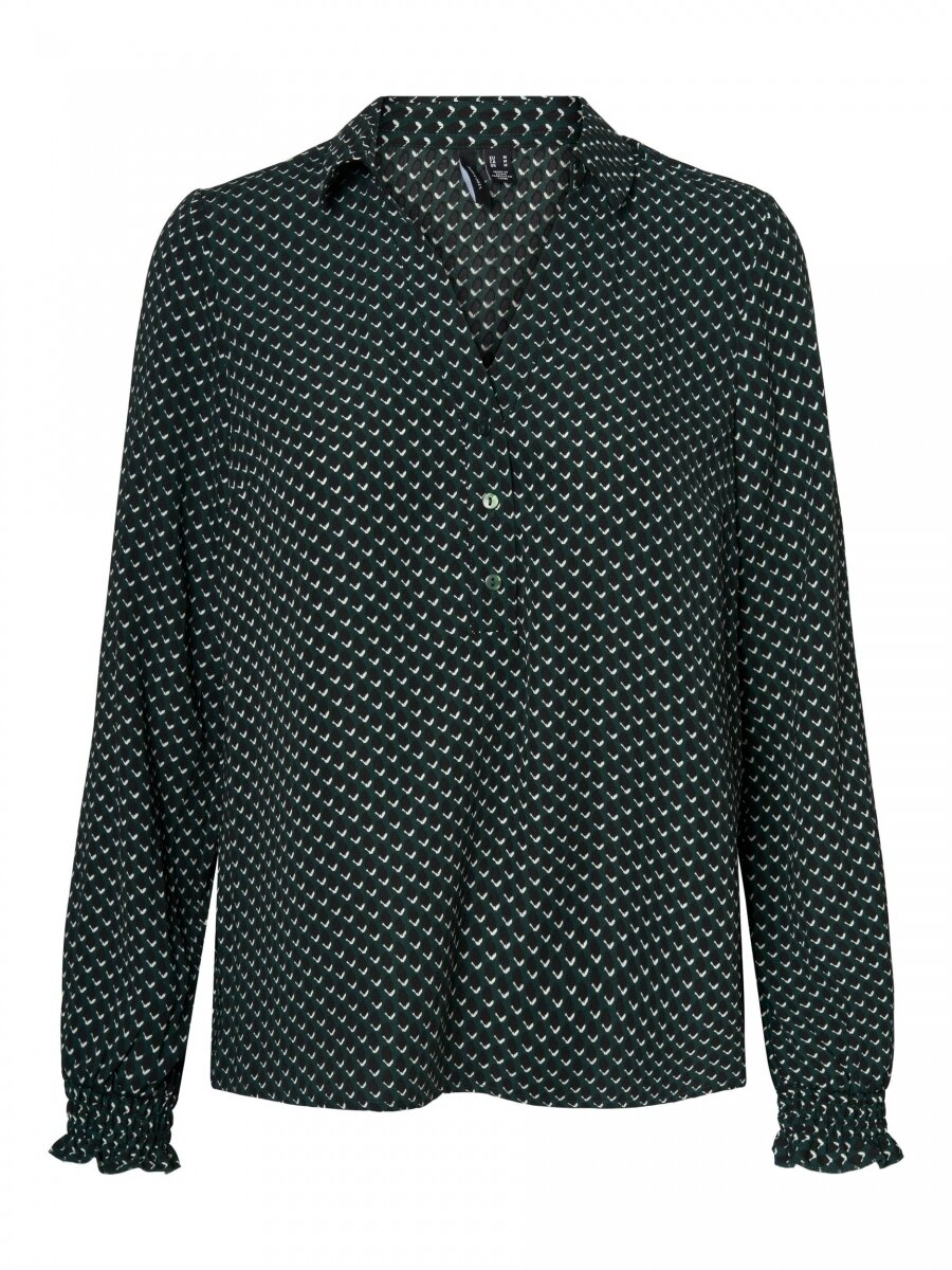 VMBOA L/S V-NECK TOP WVN GA BF Pine Grove/EA