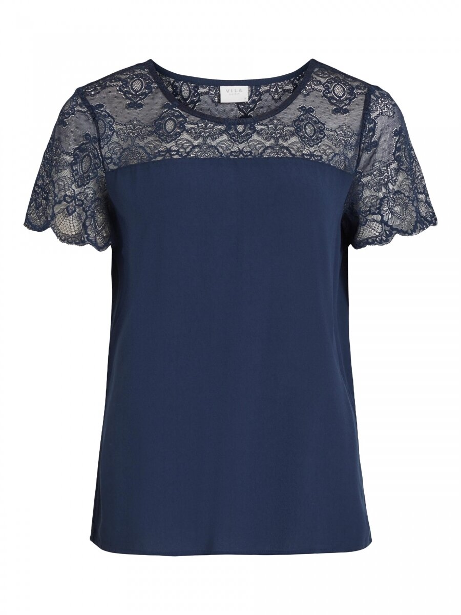 VIMERO LACE S/S TOP/SU -NOOS Navy Blazer
