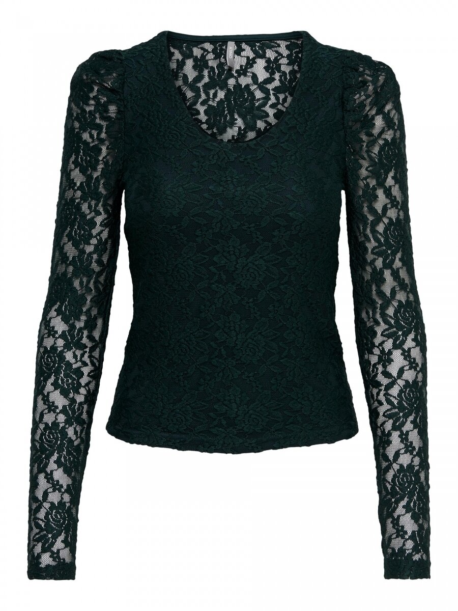 ONLPOULA L/S V-NECK LACE TOP JRS Scarab