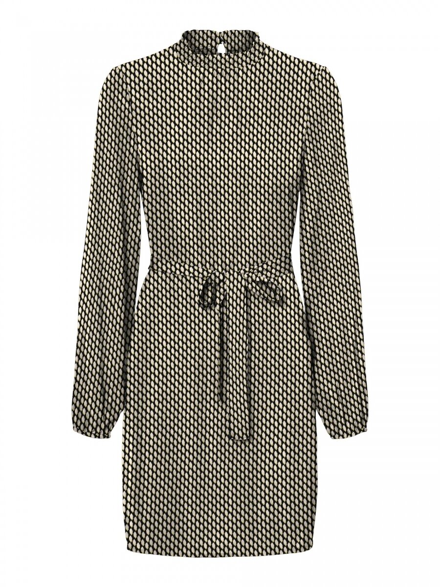 VMBOA L/S HIGHNECK SHORT DRESS WVN GA BF Black/REBECCA
