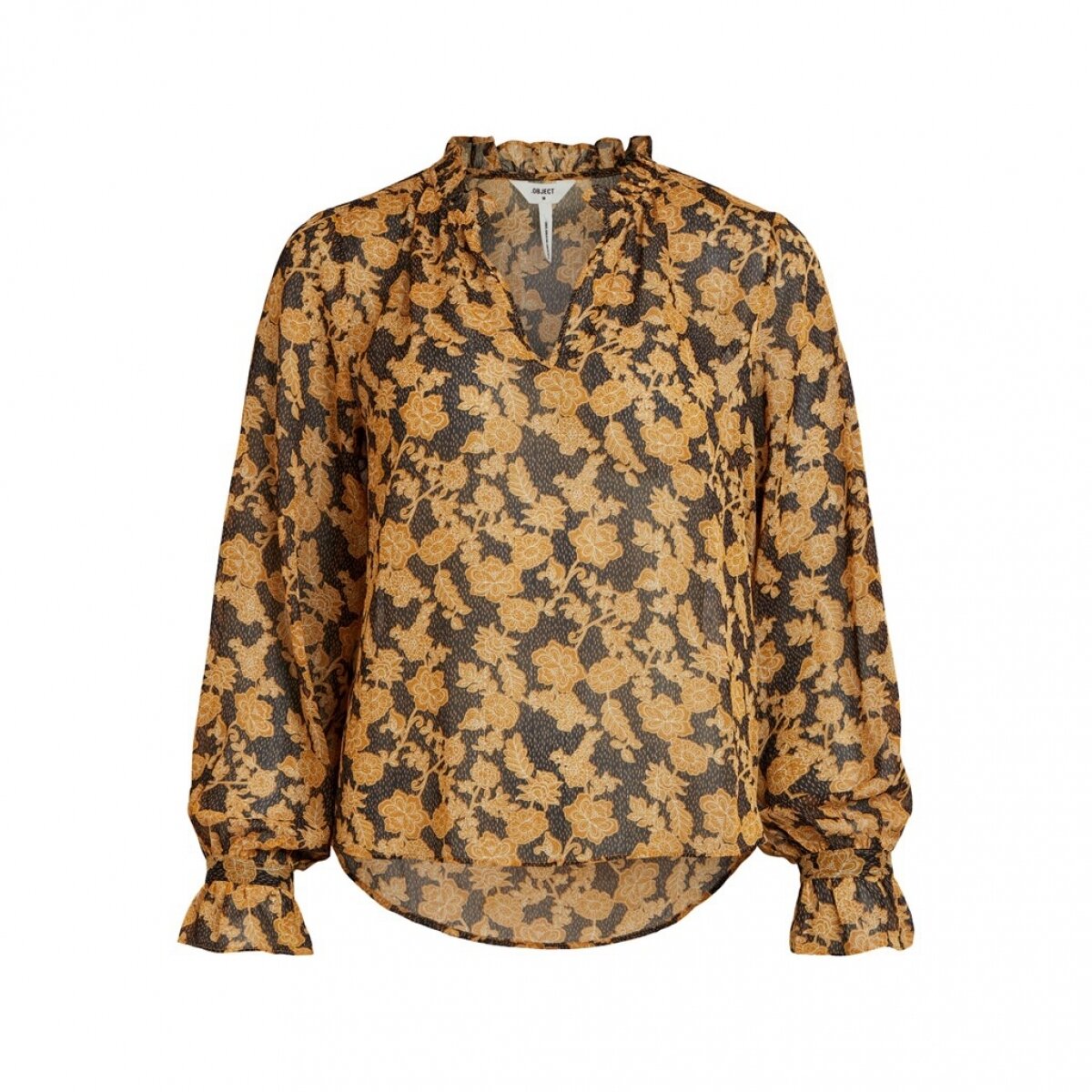 OBJSILJE L/S TOP A AU20 Black/AOP