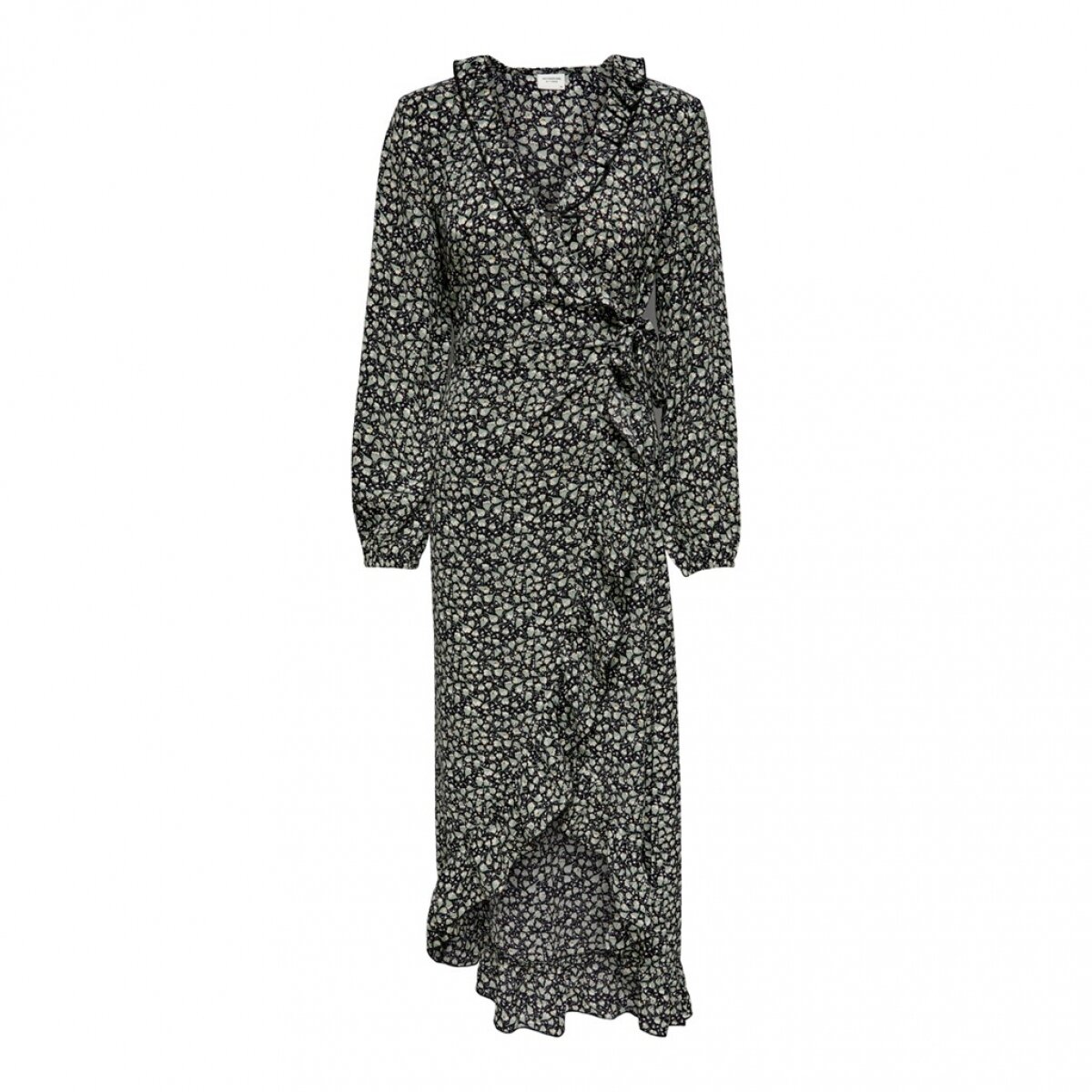 JDYJULES L/S WRAP ANKLE DRESS WVN Black/Flowers Sea