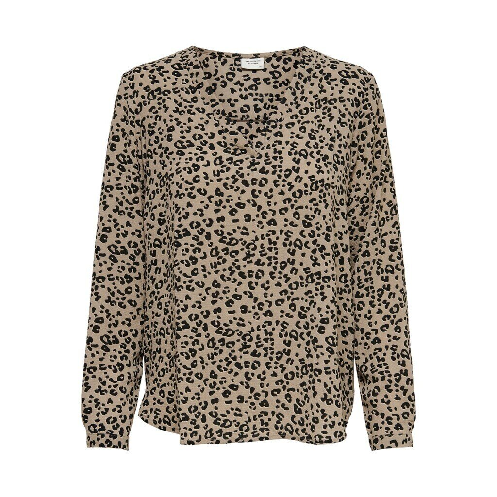 JDYPIPER L/S V-NECK TOP WVN NOOS Silver Mink/BLACK LE