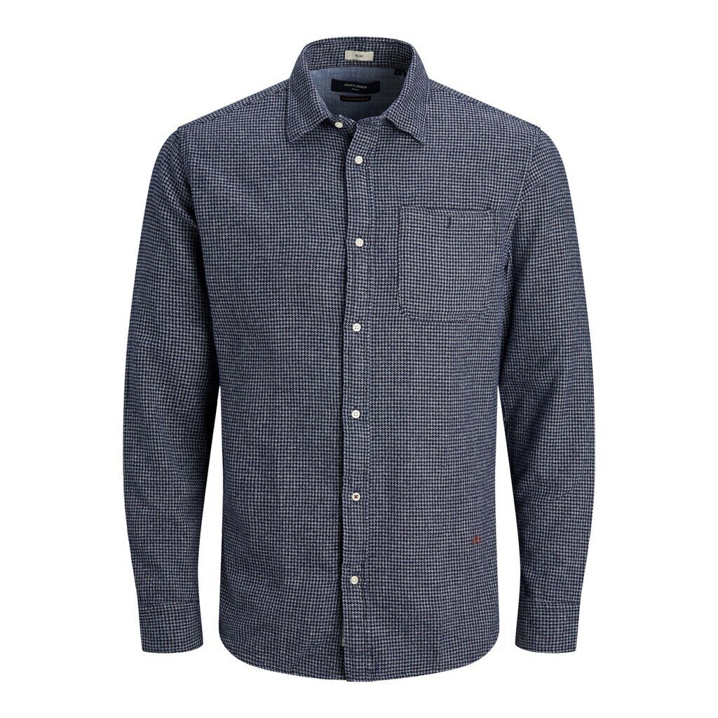 JPR BLUNICK MIX SHIRT L/S ONE POCKET LTN Dark Blue Denim/SLIM
