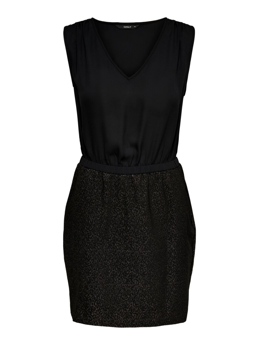 ONLSIMONE S/L SHORT DRESS WVN Black-leo jaquard METAL