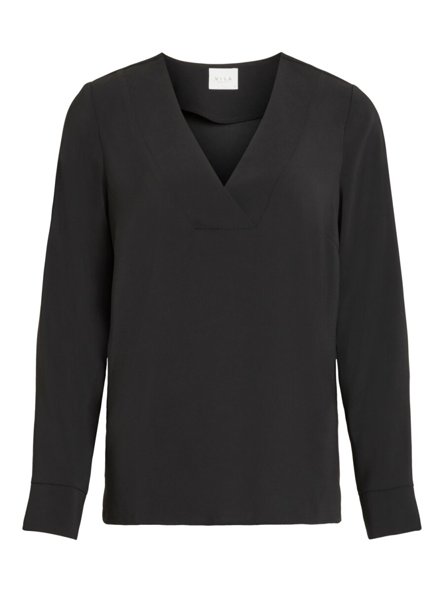 VILAIA L/S V-NECK TOP - NOOS Black